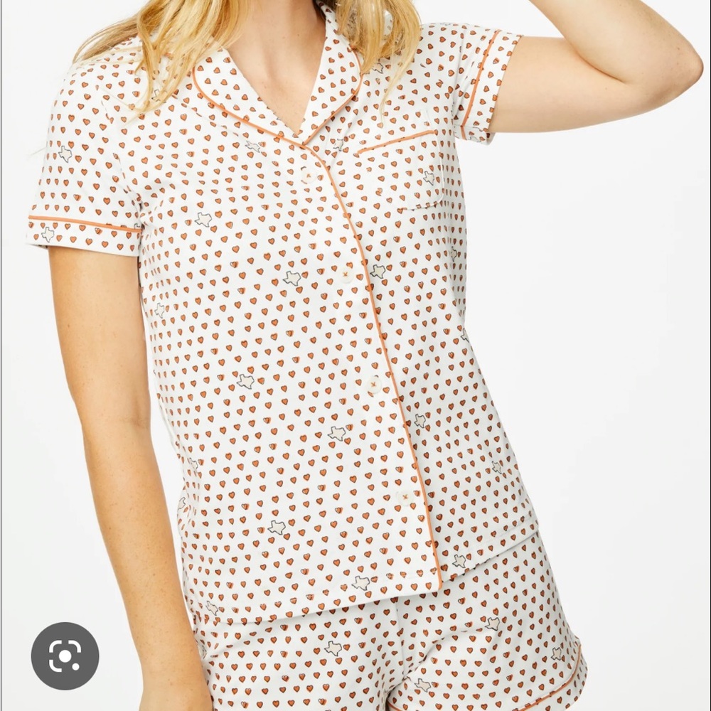 Roller Rabbit Texas Hearts Polo Pajamas Shorts Set